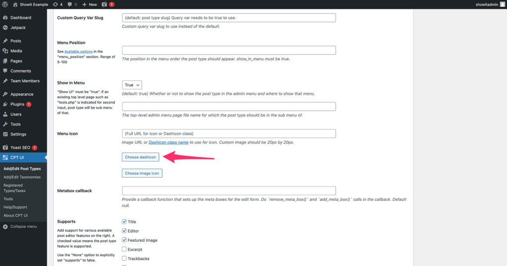 11-Dash-Icon - Showit CPT UI Choose Dashicon