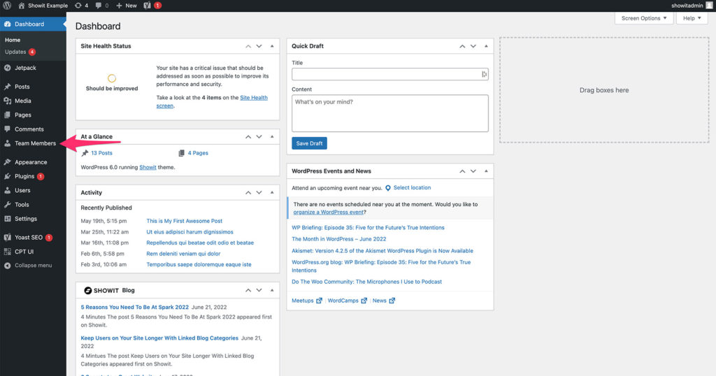 14-Post-Type-on-Dashboard - Showit New WordPress Custom Post Type showing up in dashboard