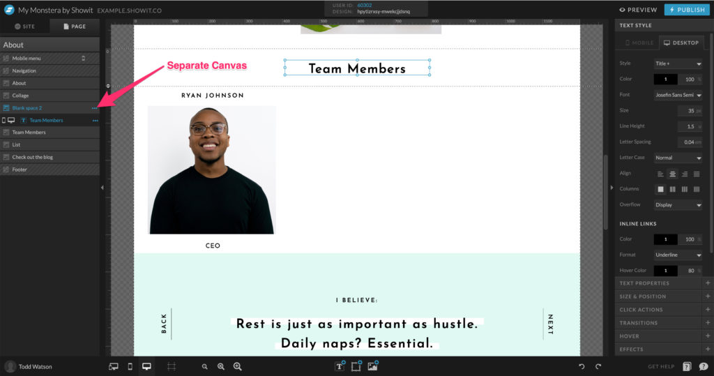 33-Title-Canvas - Showit Adding a title to an In Post Loop canvas on Showit