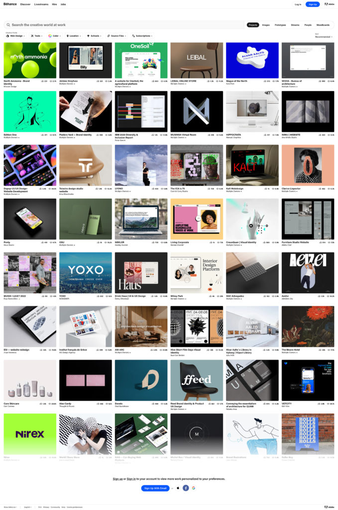 Website inspiration on Behance.net