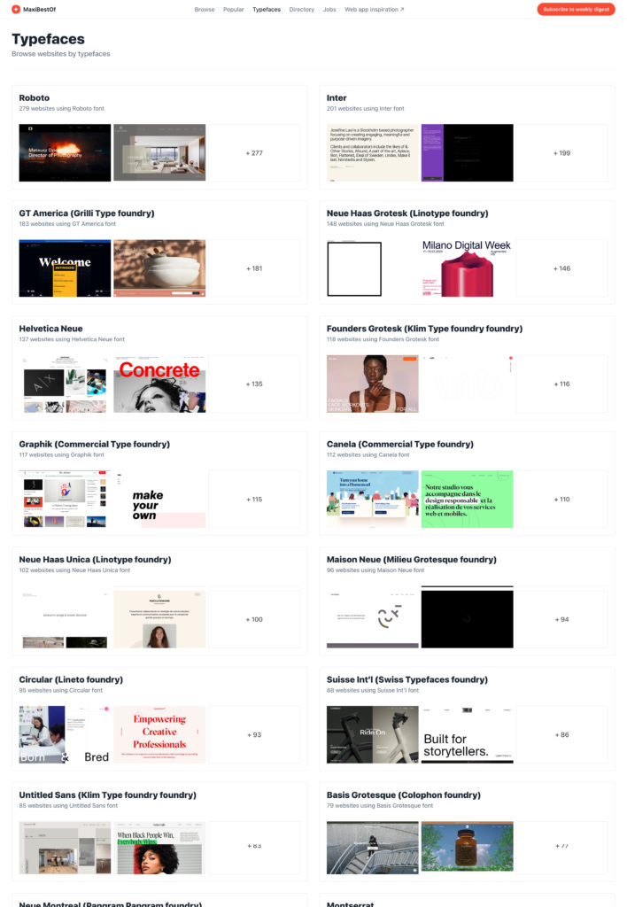 Maxi Best Of typeface page for website inspiration