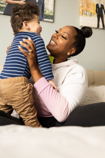 successful mom and baby boy