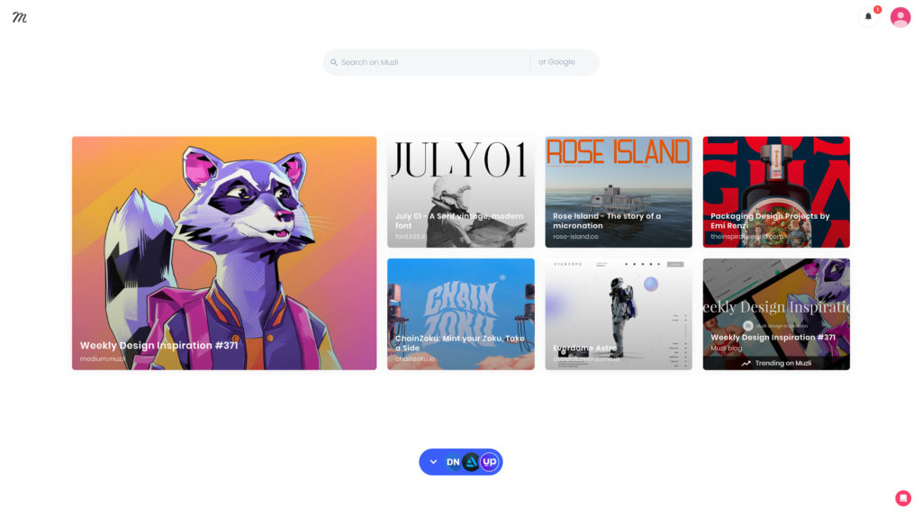 Muzli browser extension to find website inspiration