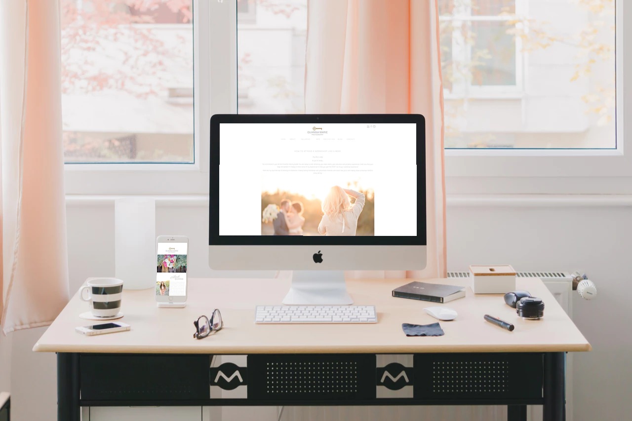 Quianna Marie Helps us to Market Ourselves Offline - Showit computer screen of wedding photography website