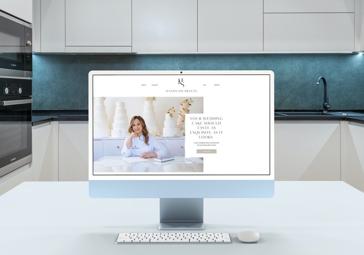 smartmockups_lbrzjzvr - Showit Photo of a desktop in a kitchen of a baker website.