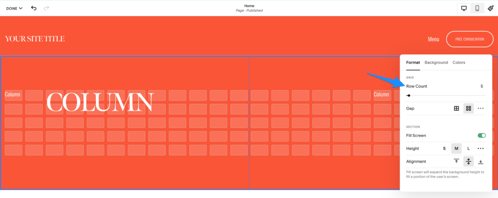 SquareSpace Fluid Engine row count
